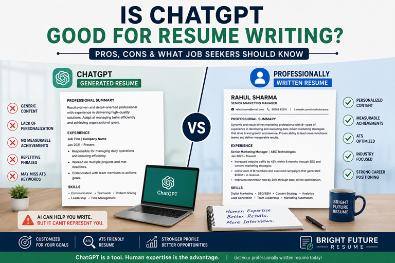 Comparison of ChatGPT-generated resume content and a professionally written resume