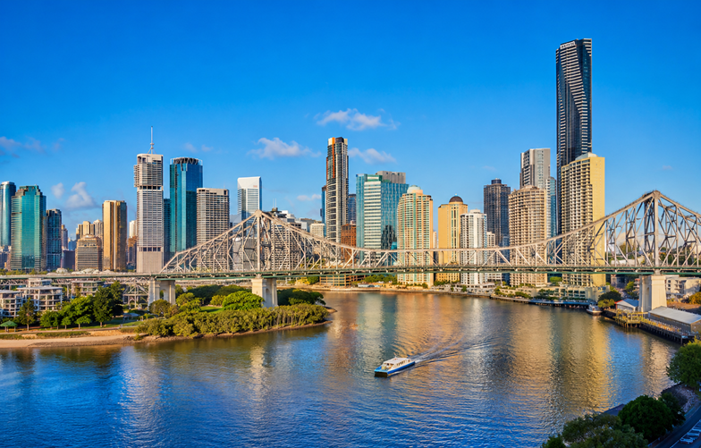 Brisbane CBD skyline and Brisbane River showcasing Queensland's thriving business district and career opportunities for professionals seeking resume writing services.