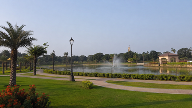 Scenic view of Troika Park Durgapur with landscaped gardens and lake representing Resume Writing Services Durgapur by Bright Future Resume.