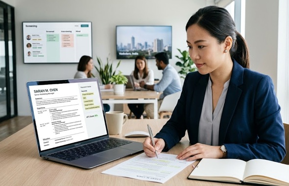 ATS resume guide featuring an ATS-friendly resume with relevant job keywords