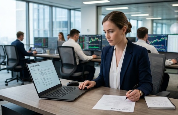 Investment Banking Resume being reviewed by a finance professional.