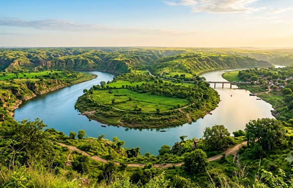 Scenic panoramic view of the Chambal River landscape near Etawah, Uttar Pradesh, representing Resume Writing Services Etawah and career development.