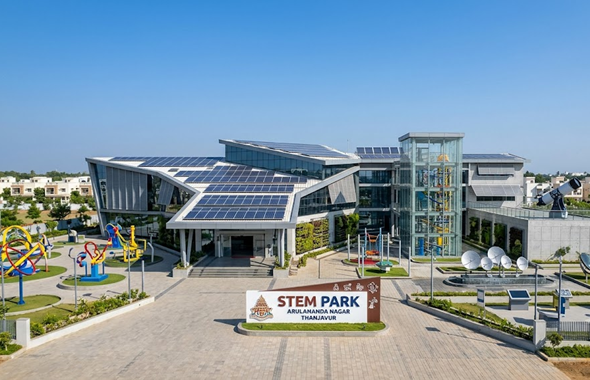 Modern landscaped view of STEM Park in Arulananda Nagar, Thanjavur, representing Resume Writing Services Thanjavur by Bright Future Resume.