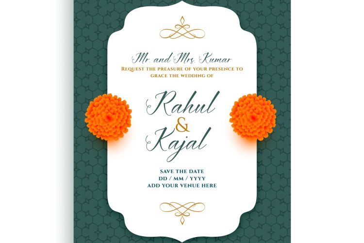 indian wedding invitation card lovely template design vector